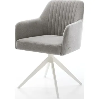 Jídelní židle DELIFE Jídelní židle Greg-Flex strukturovaná látka Měkký šedá křížová podnož široká bílá 360° otočný houpací funkce taštičkové pružiny