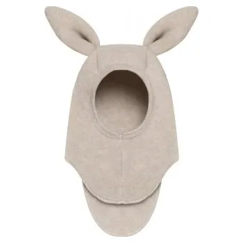 Kojenecká čepice HutteliHut Vlněná/Fleecová kukla s oušky - Camel Melange, vel. 52