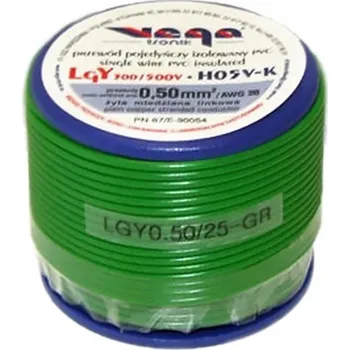 elektrický kabel Kabel LGY/H05V-K 0,50 mm2 25m Zelený