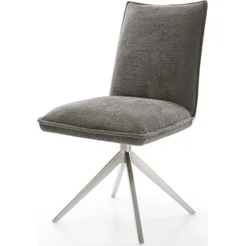 Jídelní židle DELIFE Jídelní židle Lelio-Flex bouclé měkký tmavě béžová křížová podnož široká nerezová ocel 360° otočný houpací funkce taštičkové pružiny