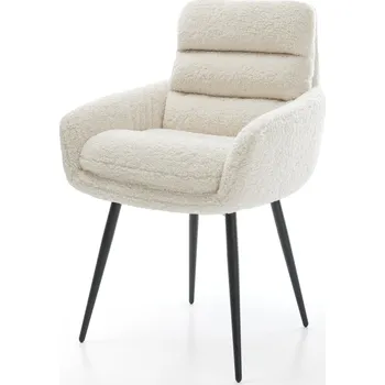 Jídelní židle DELIFE Jídelní židle Abelia-Flex s područkami plyšový manšestr béžová 4-nohá zúžená černá