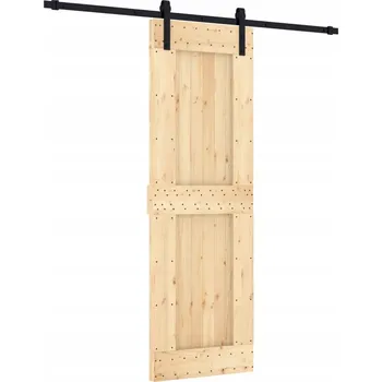 Interiérové dveře Posuvné dveře z masivního borovicového dřeva, černé, 70 x 3,6/5,4 x 210 cm