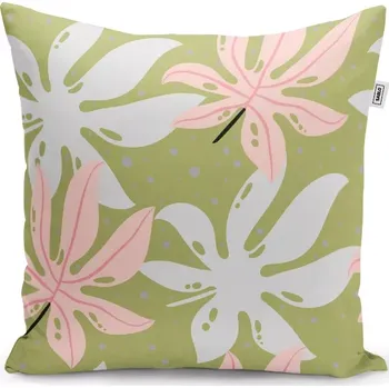 Polštář Sablio Polštář Bílé a růžové listy - 50x50 cm