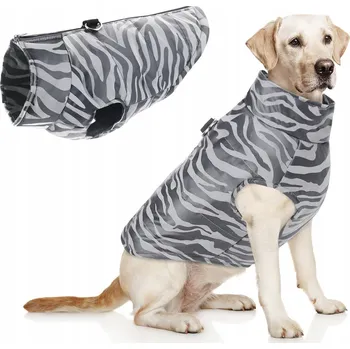 Obleček pro psa Zimní bunda/kabát pro psa, teplá vesta, velikost XL, barva Zebra