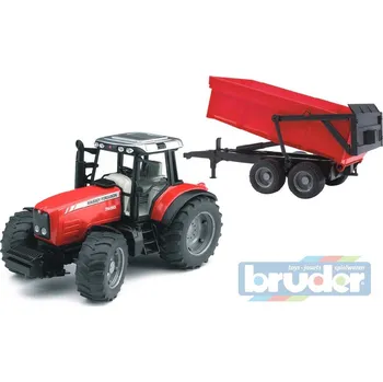 Hračka BRUDER 02045 (2045) Traktor MASSEY FERGUSON + sklapěcí vůz - červený | AS84