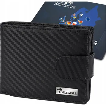 Peněženka Pánská kožená peněženka klasická RFiD velká černá carbon premium Beltimore