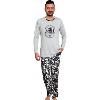 Pánské pyžamo 18034 ŠEDÉ PÁNSKÉ PYŽAMO L.GREY M - 38