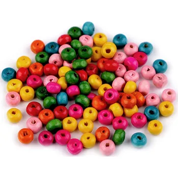 Dětské navlékací korálky Dřevěné korálky Ø6 mm, velké, mix
