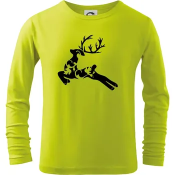 Dětská móda Laň z listů - Triko dětské Long Sleeve - 134 cm/8 let ( Limetková )