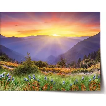 Plakát Sablio Plakát Západ slunce nad lesem - 60x40 cm