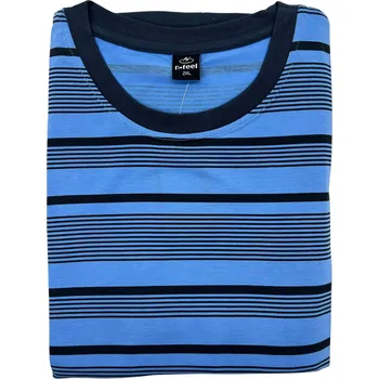 Pánské pyžamo N-feel Pánské nadměrné bavlněné pyžama s dlouhým rukávem ZIDANE Barva: Modrá, Velikost: 4XL