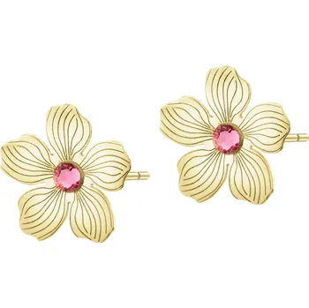 Náušnice Zlaté náušnice se zirkony - květy - AP544-0123