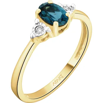 Prsten Zlatý prsten s brilianty a topazem London Blue - ryzost 585 - 219.123