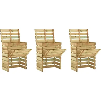 Kompostér vidaXL Laťkový zahradní kompostér 3 ks 80 x 50 x 100 cm borovice [3078137]