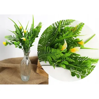 umělá květina Kytice 2 ks umělá kala drobná 37 cm 5 stonků (hlavička 2,5x1,5 cm) ŽLUTÁ M