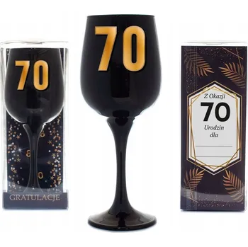 Sklenice Narozeninová sklenice na víno černá v ozdobném balení - K 70. Narozeninám