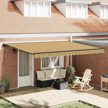 Stínicí technika vidaXL Budsorovatelné zastřešení Žlutá a Šedá 450 × 300 cm [3330953]