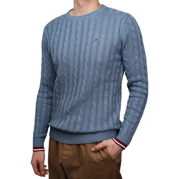 Podprsenka Tommy Jeans svetr FADED BLUE modrý kulatý velikost M