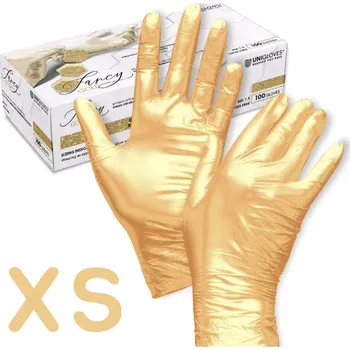 Vyšetřovací rukavice PERLEŤOVÉ NITRILOVÉ RUKAVICE UNIGLOVES ZLATÉ XS 100KS