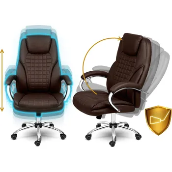 Kancelářská židle Sofotel Batory - kaštanová, nastavitelná, ergonomická, ekokůže