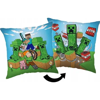 Polštář Polštář 40x40 dětský dekorativní příjemný na dotek Minecraft
