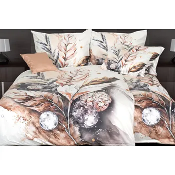 Povlečení Glamonde Alicia hnědá 140 x 220 cm, 70 x 90 cm zip