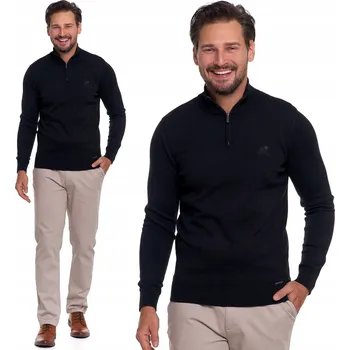 Pánský svetr Pánský bavlněný svetr se stojáčkem a zipem, elegantní bavlna MORAJ XXL