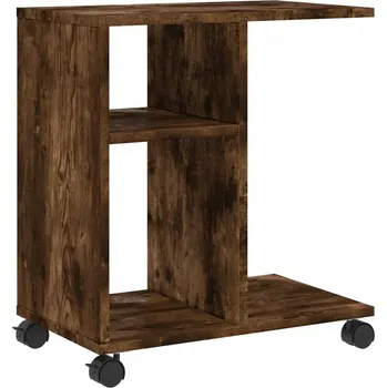 Obývací pokoj VidaXL Odkládací stolek na kolečkách, kouřový dub, 50x30x55 cm
