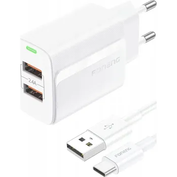 Foneng Síťová nabíječka EU63 - 2xUSB - 12W BÍLÁ 2,4A