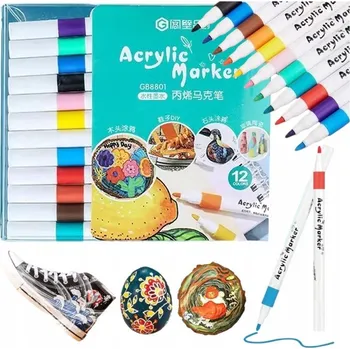 FIXY NA TKANINY KAMENŮ OBLEČENÍ 12 kusů VODĚODOLNÉ FIXY POPISOVAČE