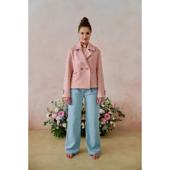 Dámský kabát Blue Shadow Damský vlněný kabátek Pink Check Velikost: 36/38