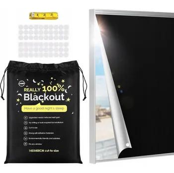 Roleta Zatemňovací roleta bez vrtání Samolepicí 400x145 cm Černá