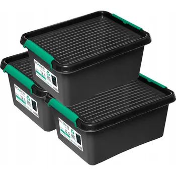 Dóza na potraviny 3x černá nádoba 12,5 l s víkem click, snadné otevírání, sada