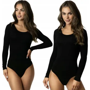 Body BAVLNĚNÉ DÁMSKÉ BODY S DLOUHÝM RUKÁVEM POLSKÁ VÝROBA PRIMO ČERNÉ L