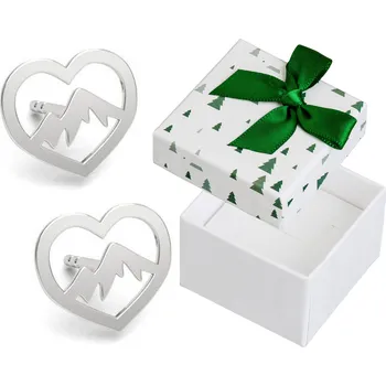 Náušnice Náušnice Stříbrná Srdce Dámské šroubky Hory v srdci Srdíčka s horami 925