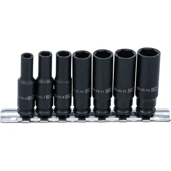 BGS 5299, Sada silových nástrčných šestihranných hlavic, prodloužené | 6,3 mm (1/4") | 6 - 13 mm | 7dílná