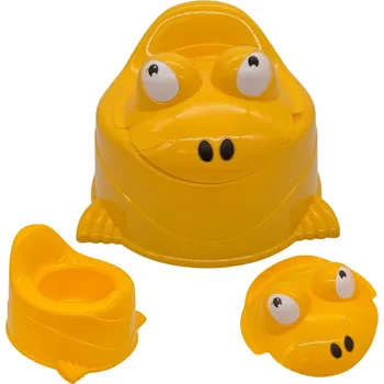 Nočník DĚTSKÝ NOČNÍK UZAVÍRATELNÝ ŽABIČKA ŽLUTÝ VÝUKA POUŽÍVÁNÍ TOALETY