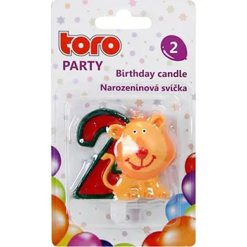Dortová svíčka Dortová svíčka číslice "2" TORO zapichovací 5cm lev