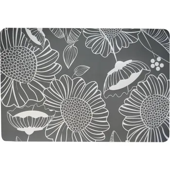 prostírání Plastová podložka na stůl TORO 28x43 cm Květiny - ŠEDÁ