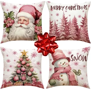 Povlak na dekorativní polštářek SADA 4X VÁNOČNÍ POVLAK NA POLŠTÁŘ NA DEKORAČNÍ POLŠTÁŘE 40X40CM - RŮZNÉ VZORY