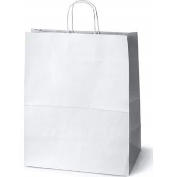 Dárková taška PAPÍROVÁ TAŠKA 350x180x440 mm se skládaným uchem BÍLÁ