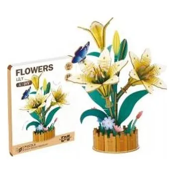 Puzzle DIY drewniane kwiatki 3D lilie