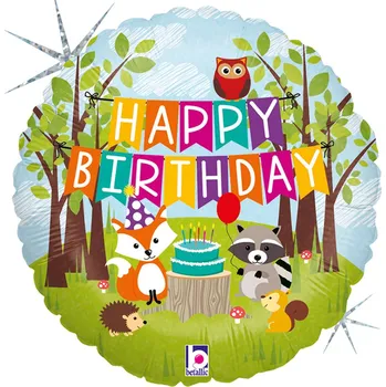 Balónek FÓLIOVÝ BALÓNEK lesní zvířátka k narozeninám 46 cm