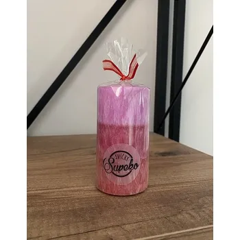 Svíčka Supeko Svíčka veselý váleček 9 cm Růžová