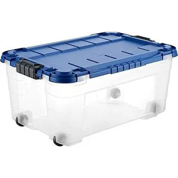 Úložný box Tontarelli Úložný box 4UP s víkem a kolečky 40 l transparent/modrý