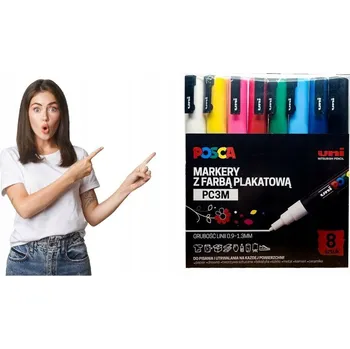 Sada fixů Uni Posca, vícebarevné, permanentní, dekorativní, 8 ks