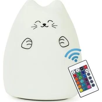 Lampička NOČNÍ LAMPA PRO DĚTI BAREVNÁ SILIKONOVÁ LED KOČKA