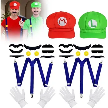 Karnevalový kostým KOSTÝM SUPER MARIO BROS HRA NINTENDO PŘEVLEK ČEPICE S RUKAVICEMI