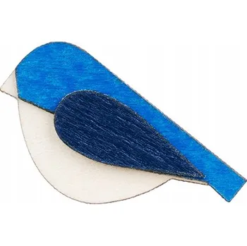 Brož Dřevěná brož Blue Bird Brooch - ruční výroba - brož s modrým ptáčkem