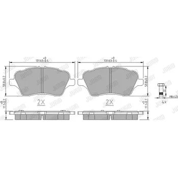 Brzdový systém Sada brzdových destiček, kotoučová brzda JURID 573363J